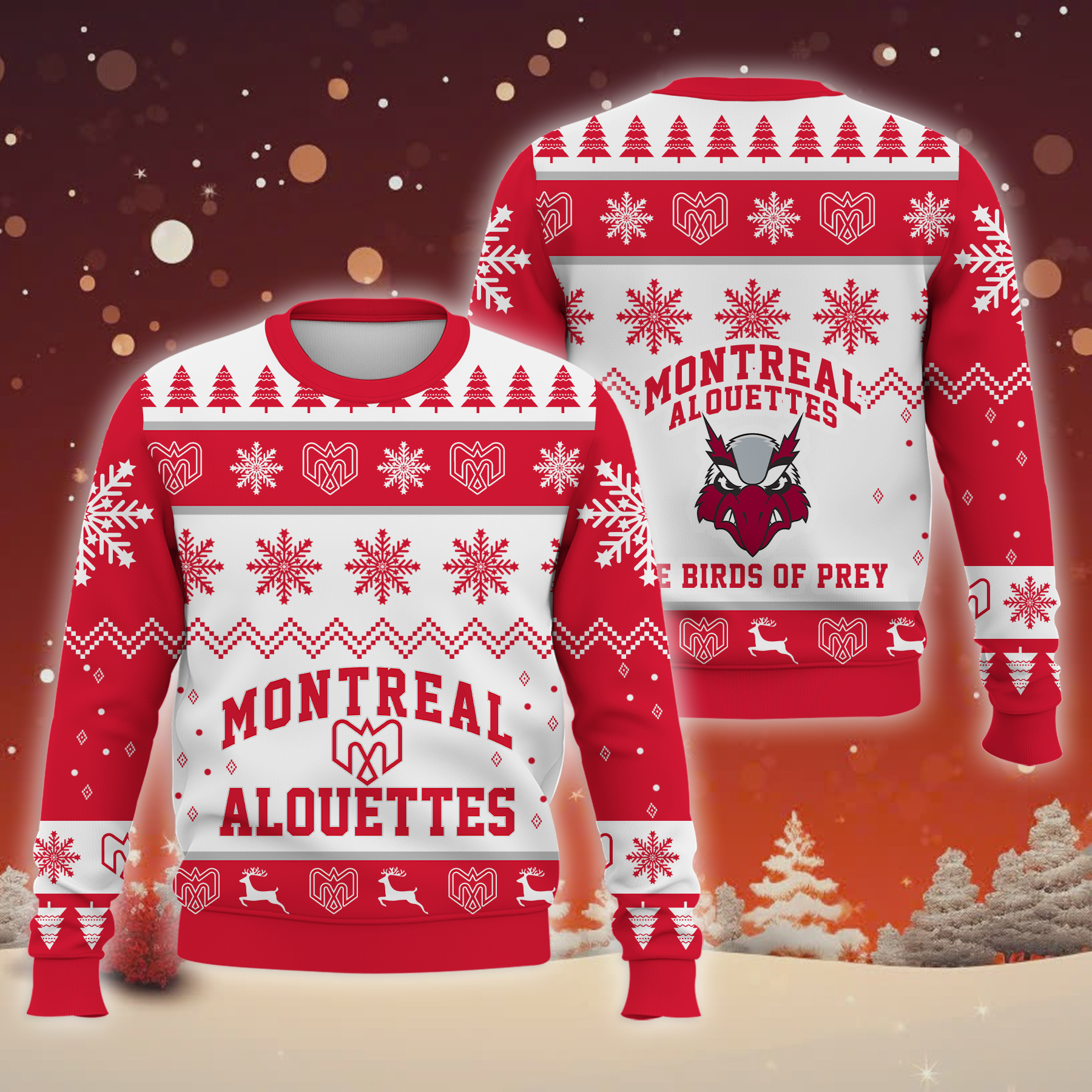 Montreal Alouettes Ugly Christmas Sweater Limited Edition