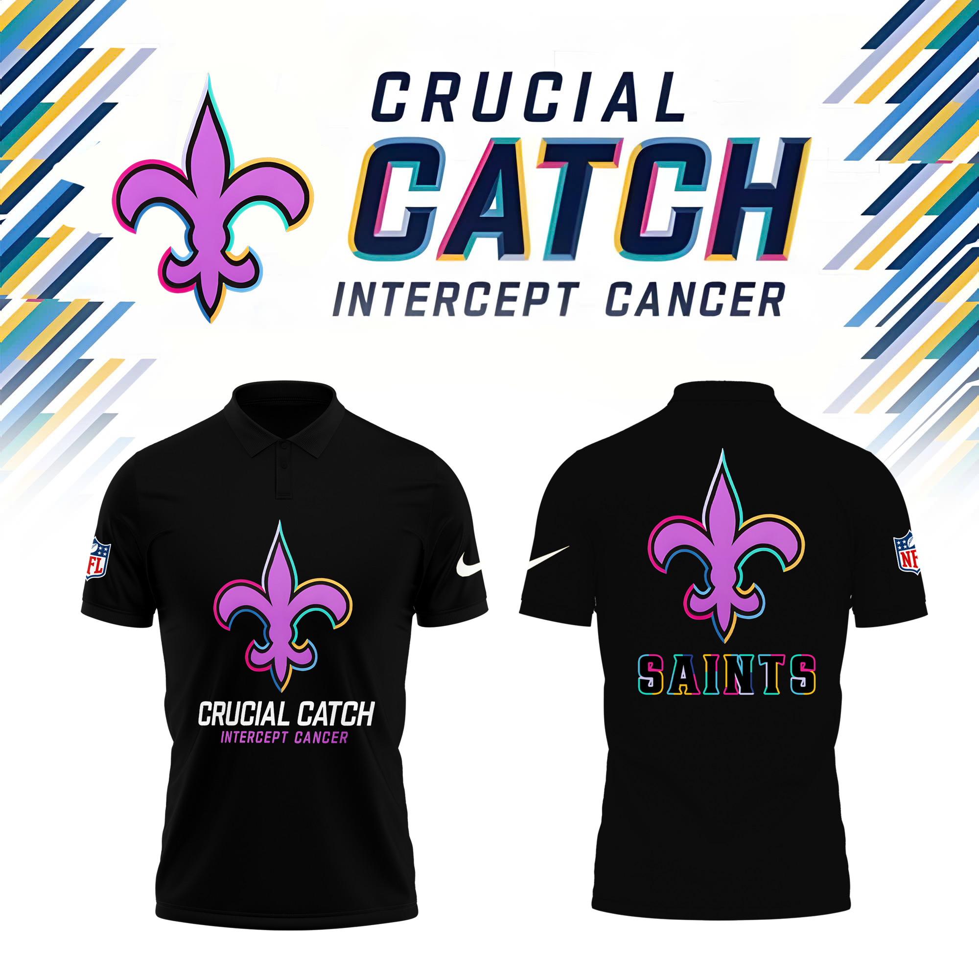 New Orleans Saints Crucial Catch 2024 Polo  