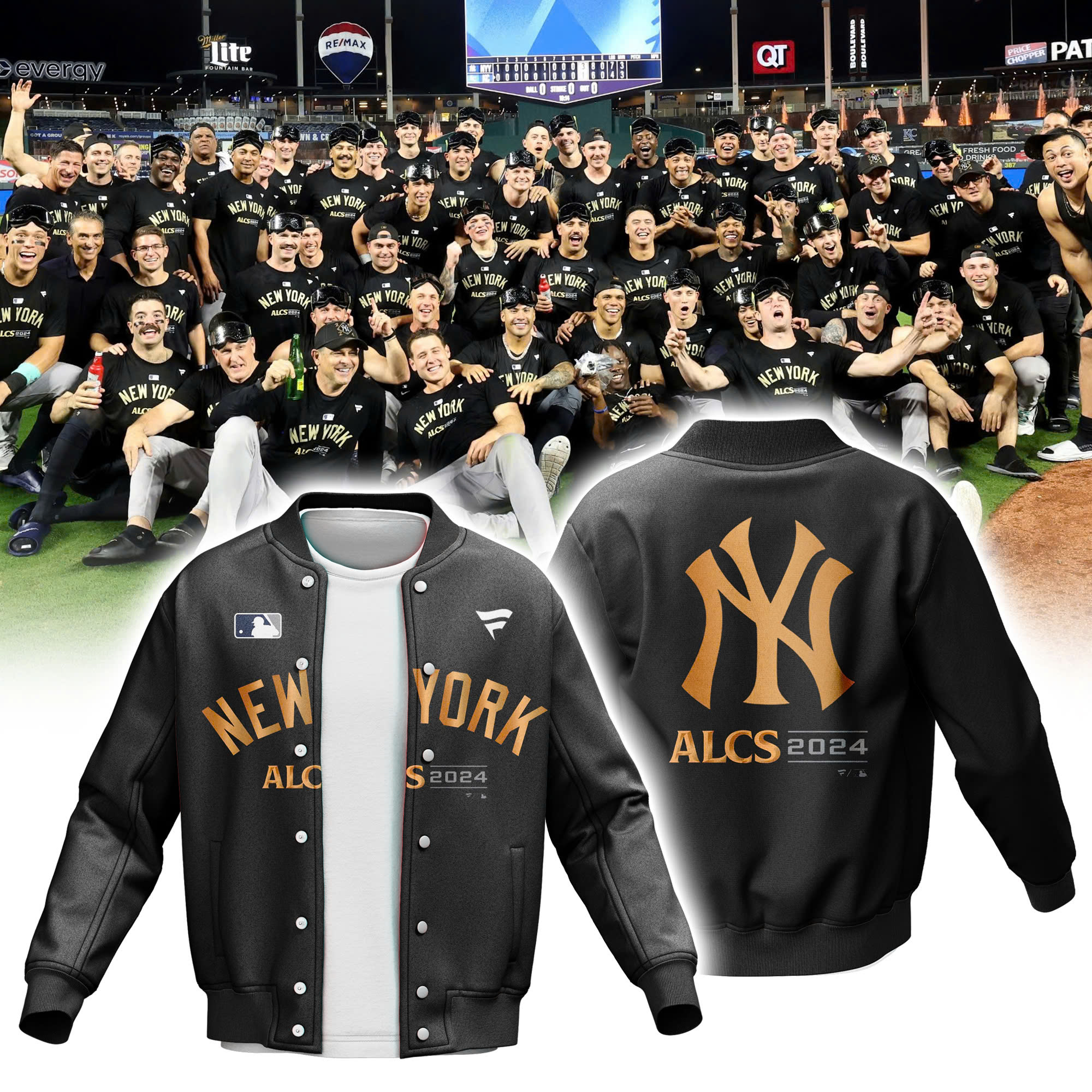 New York Yankees ALCS 2024 Black Baseball Jacket V2