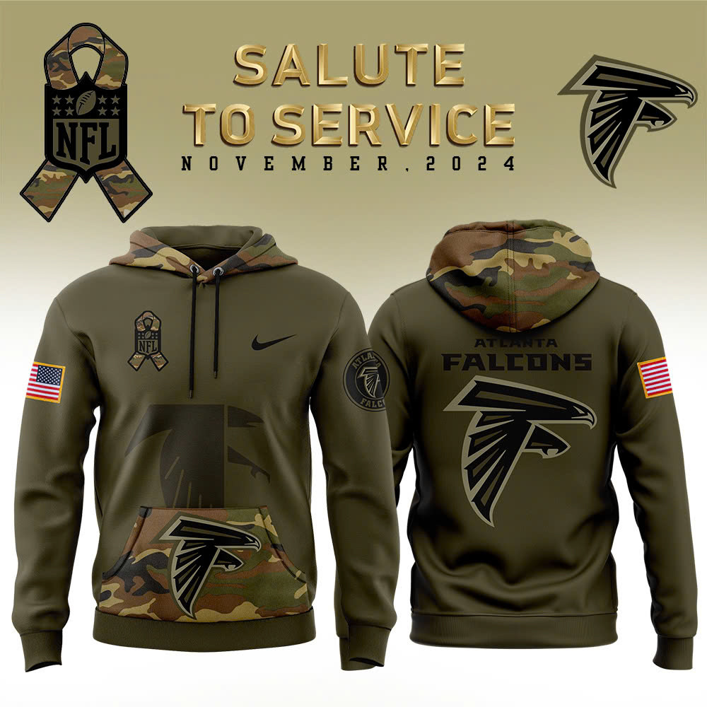 Men’s Atlanta Falcons Nike Camo 2024 Salute to Service Club Fleece Pullover Hoodie