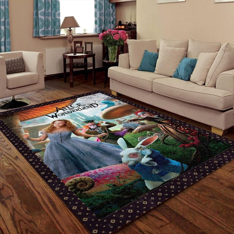 Alice In The Wonderland Poster Disney Mad Hatter Colorful Area Rug Living Room Rug Home Decor Floor Decor