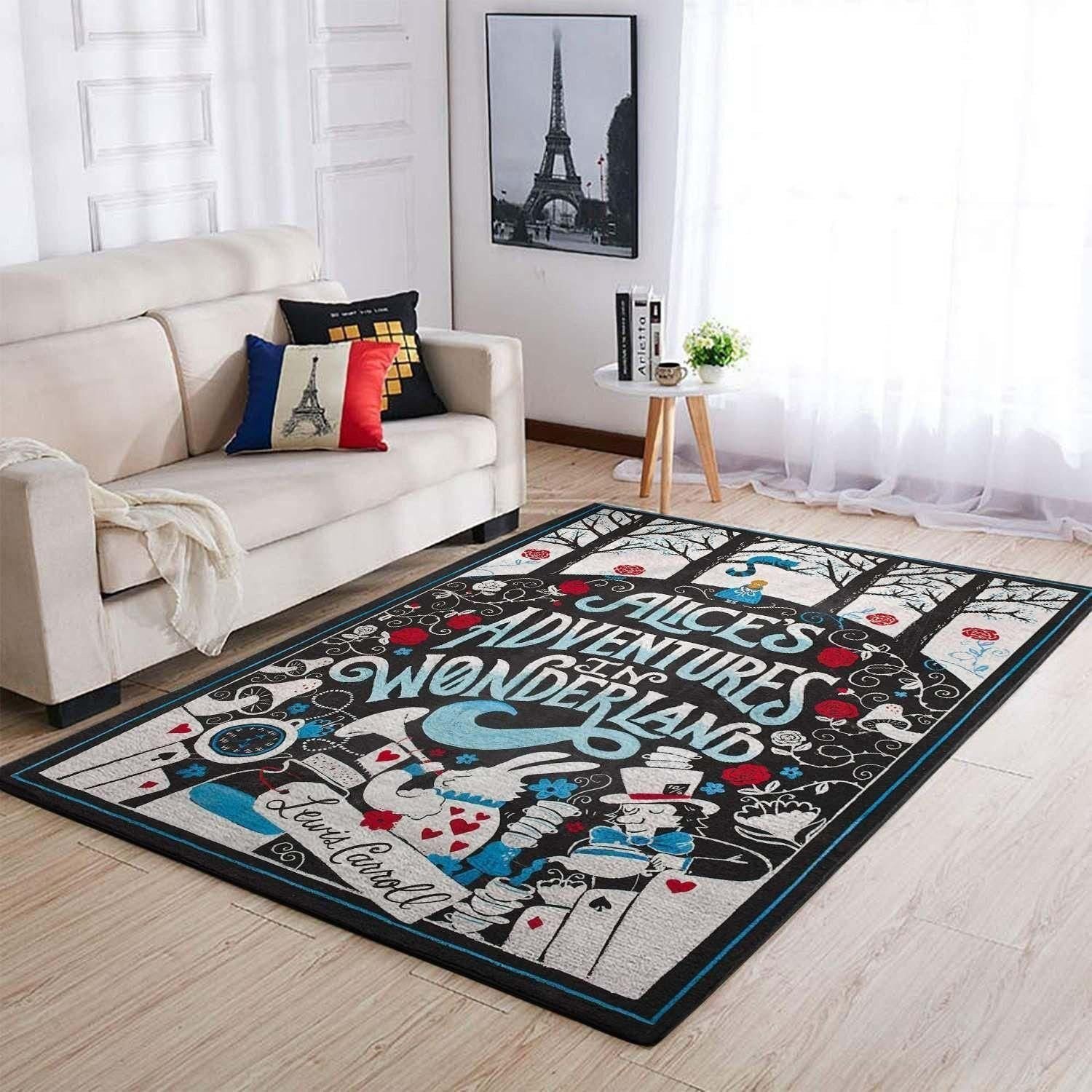 Alices Adventures in Wonderland Area Rug Disney Movie Floor Rug Home Decor Homebeautyus