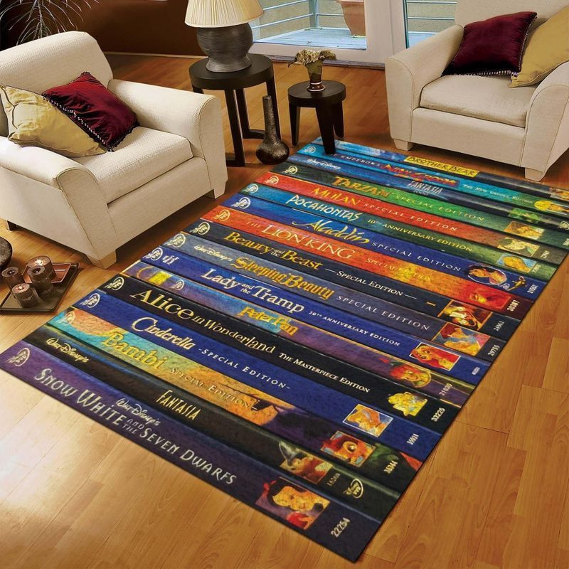 All Disney Movies Dvd Area Rug Living Room Rug Home Decor Floor Decor