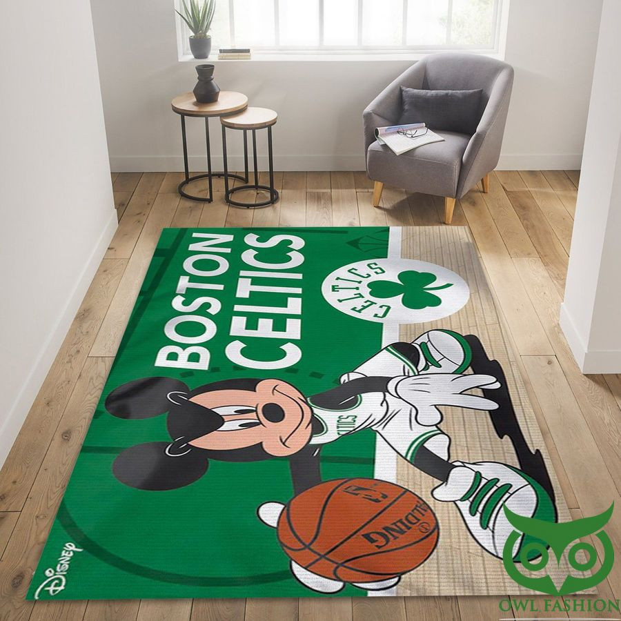 Boston Celtics Team Logo with Mickey Disney Green Carpet Rug