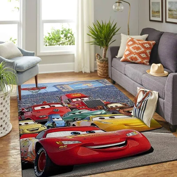 Cars-Disney Movie Living Room Area Rug - Custom Size And Printing