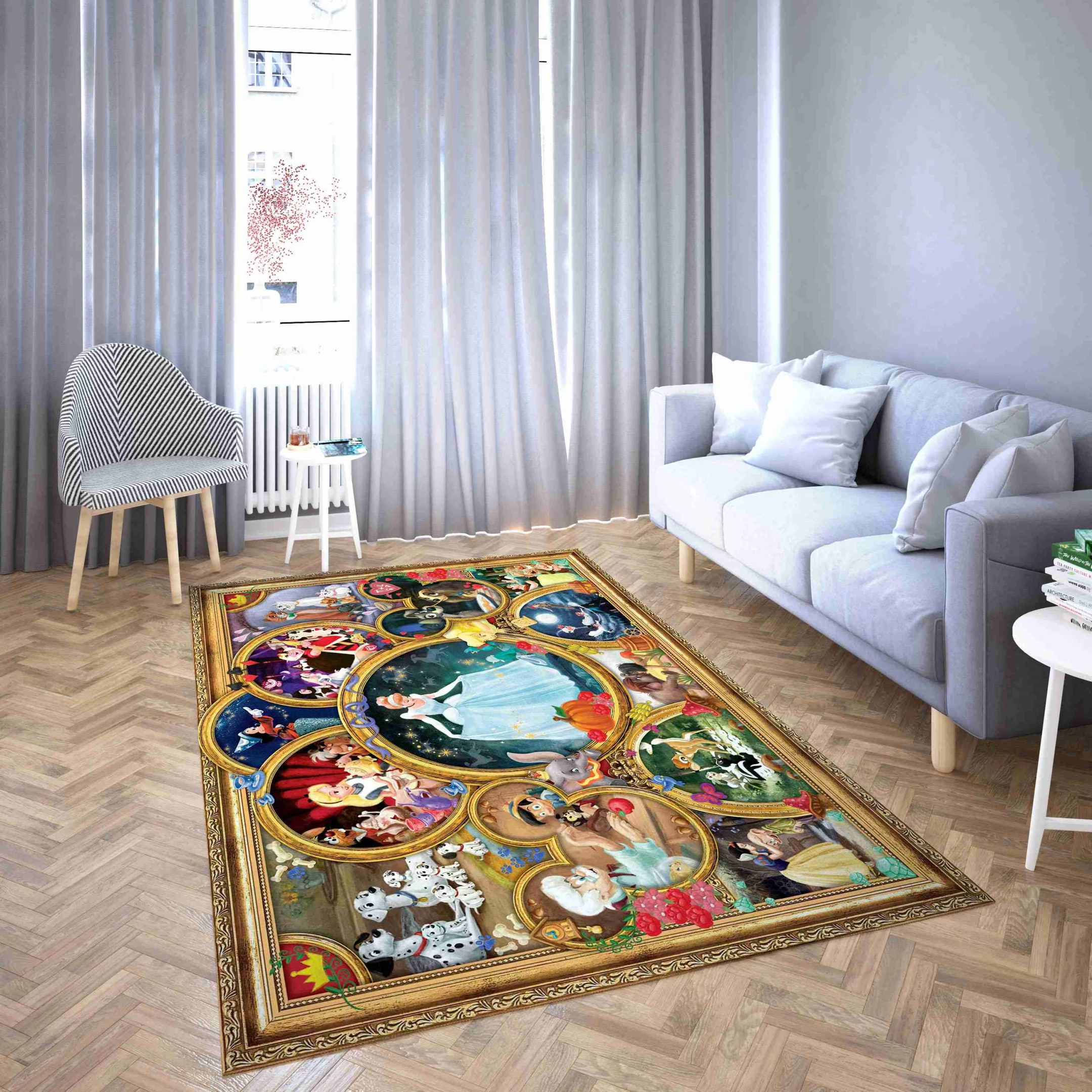 Disney Adorable animals next to the princess Living Room Rug Carpet