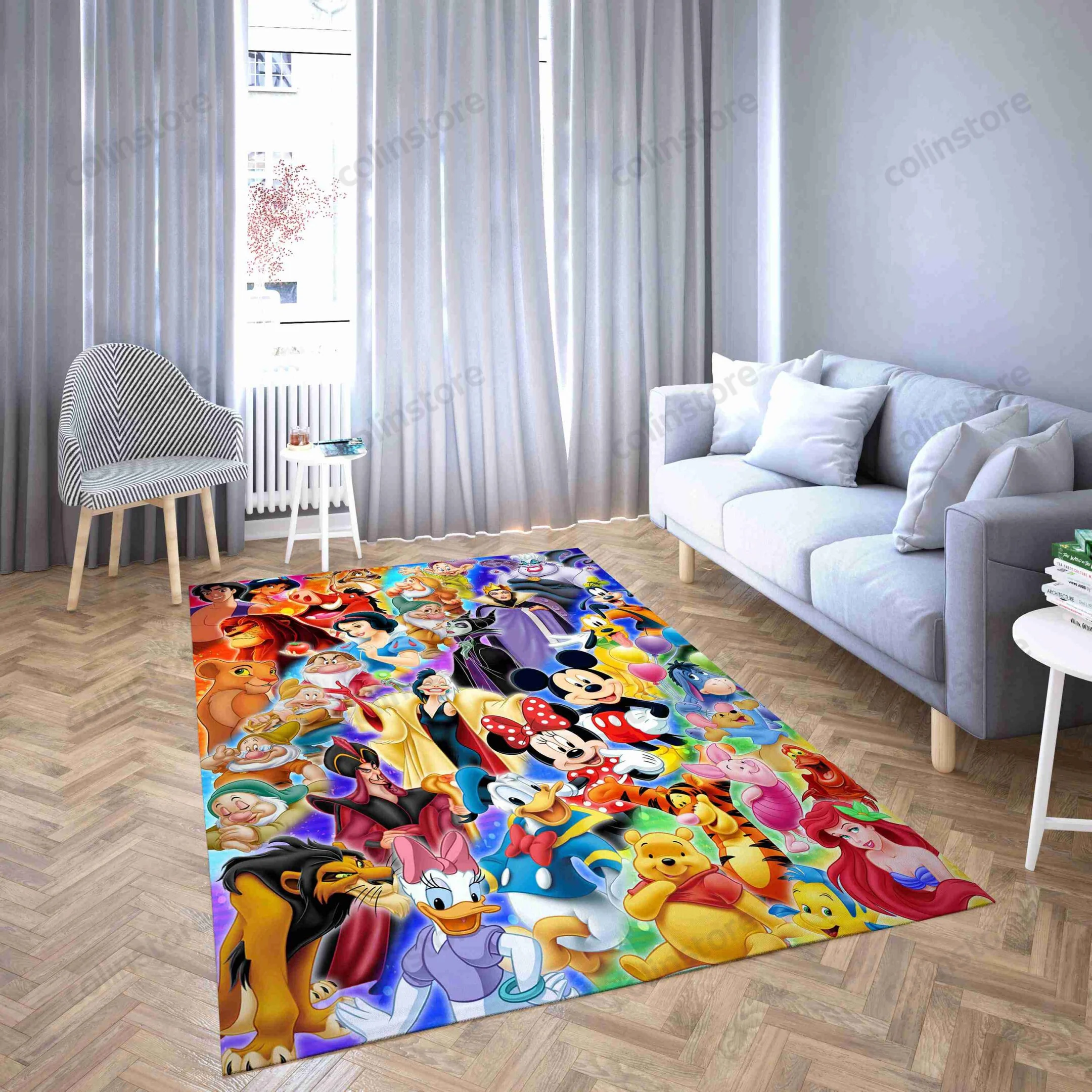 Disney Cartoon Characters In One Picture Area Area Rug