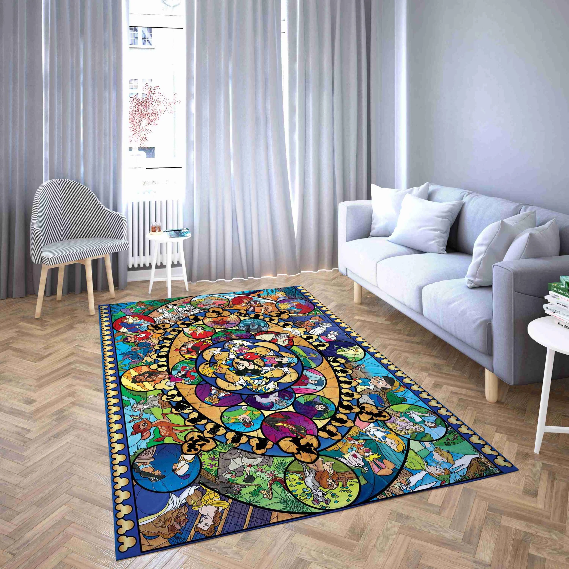 Disney character puzzle pieces Living Room Rug Carpet