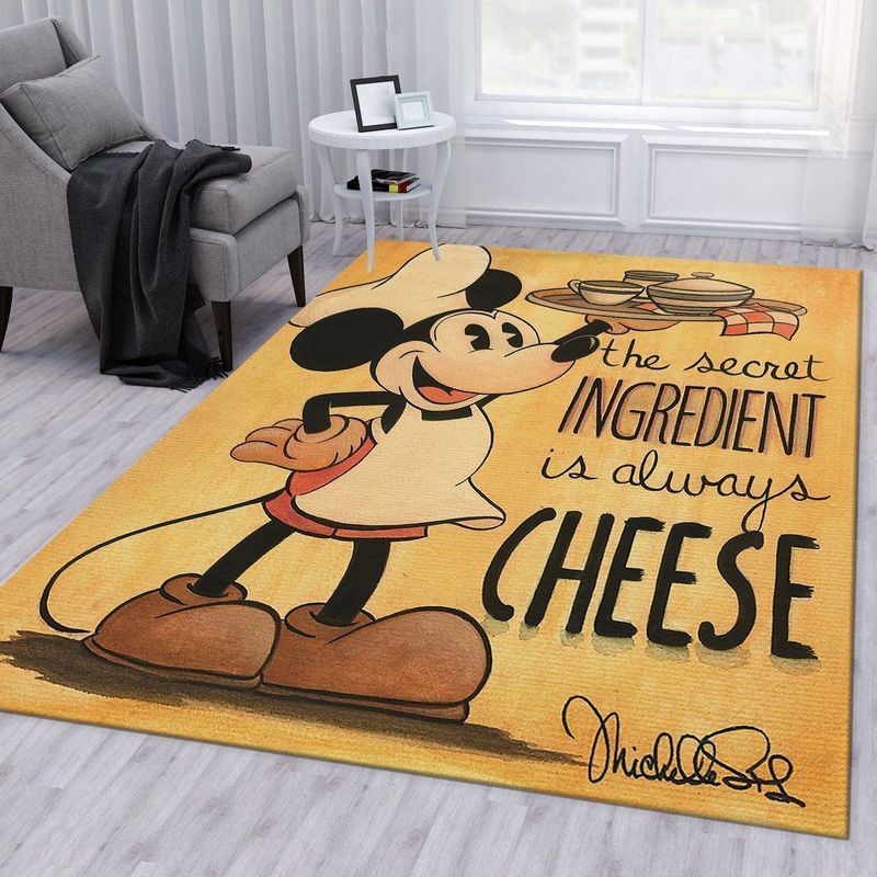 Disney Classic Mickey The secret ingredient is always cheese Area Rug Living Room And Bed Room Rug Gift Us Decor