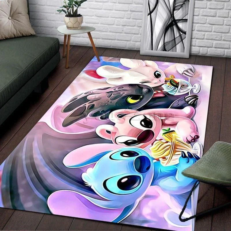 Disney Fans Stitch Family Area Rug Movie Home Decor HomeBeautyUS