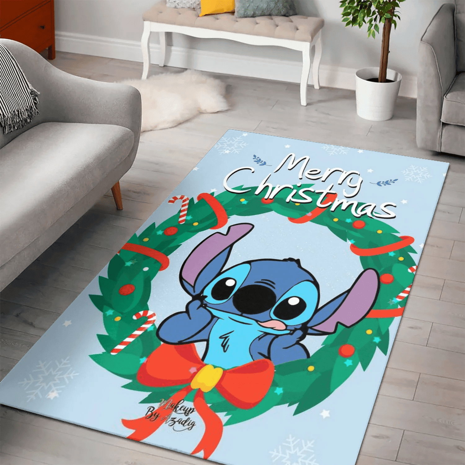 Disney Lilo And Stich Christmas Merry Christmas 1 3D Area Rug Full Printing Living Room Bed Room Home Decor Carpet
