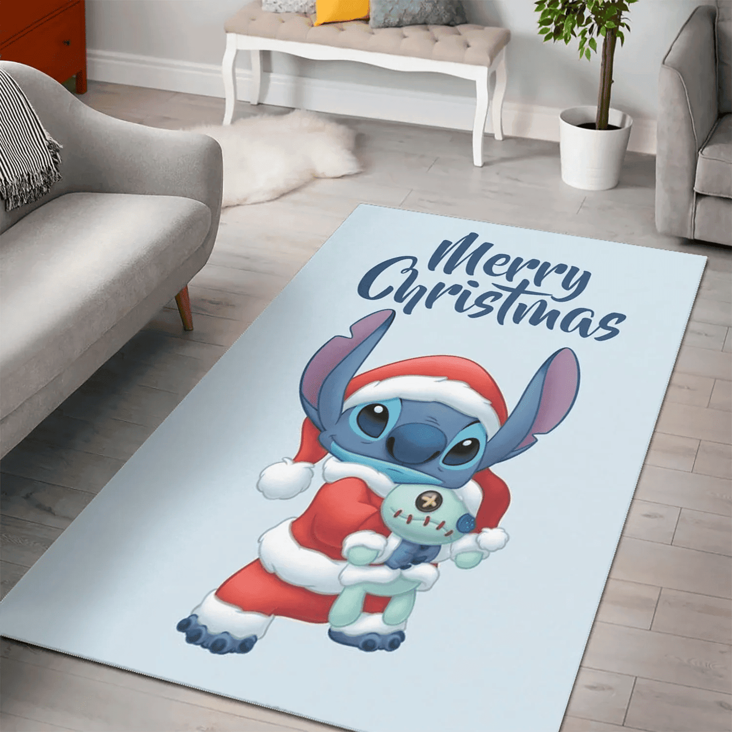 Disney Lilo And Stich Christmas Merry Christmas 2 3D Area Rug Full Printing Living Room Bed Room Home Decor Carpet