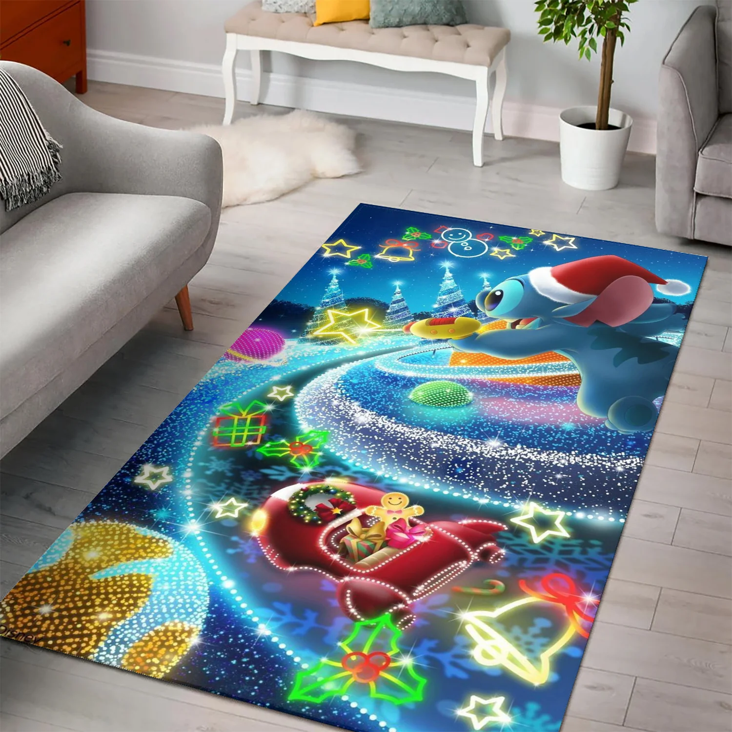 Disney Lilo And Stich Christmas Stich 3 3D Area Rug Full Printing Living Room Bed Room Home Decor Carpet