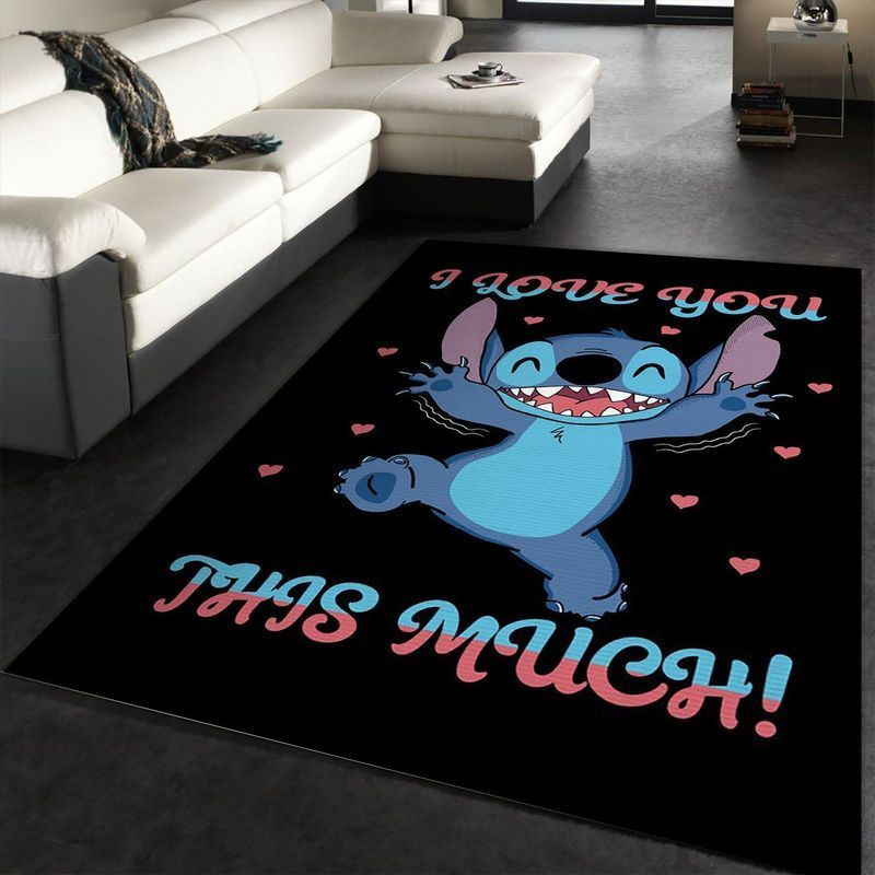 Disney Lilo and Stitch I Love You This Much Movie Area Rug Living Room And Bed Room Rug Gift Us Decor