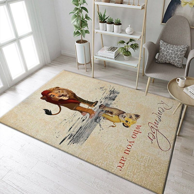 Disney Lion King Simba Baby and Grown up Area Rug Floor Decor Area Rug Home Decor Bedroom Living Room Decor Living Room Rugs