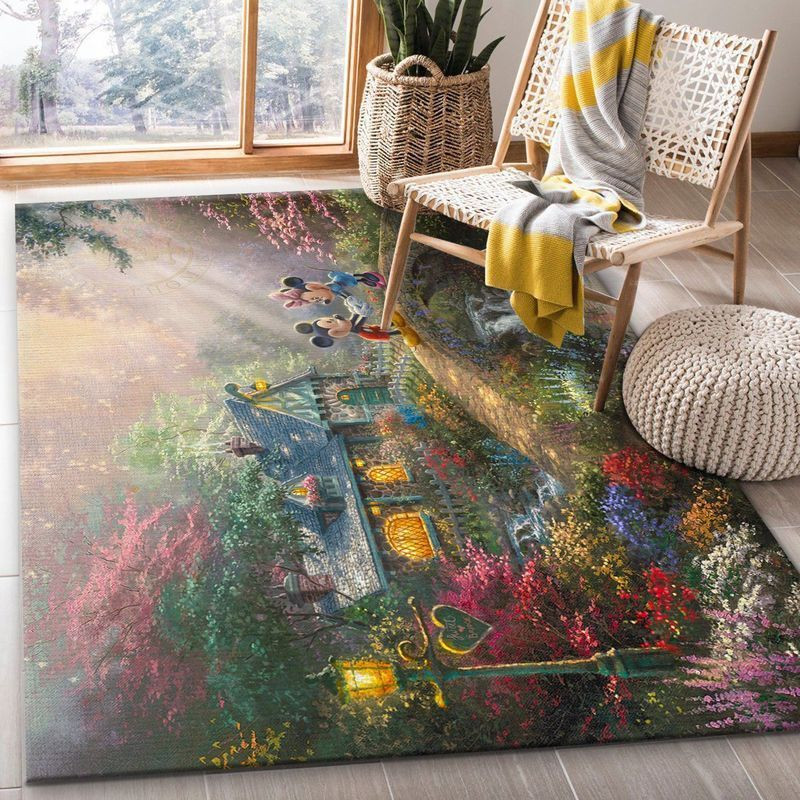 Disney Mickey And Minnie Sweetheart Bridge Noel Area Rug Living Room And Bed Room Rug Gift Us Decor