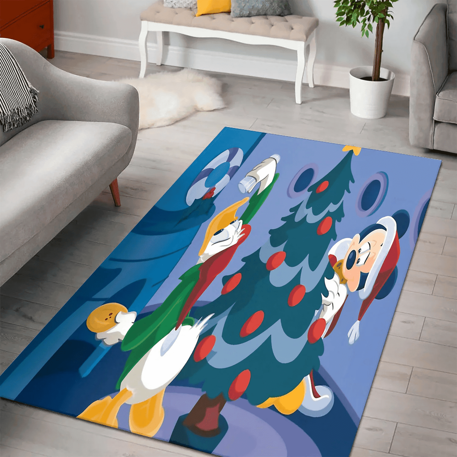 Disney Mickey Mouse Christmas Mickey And Donald 1 3D Area Rug Full Printing Living Room Bed Room Home Decor Carpet