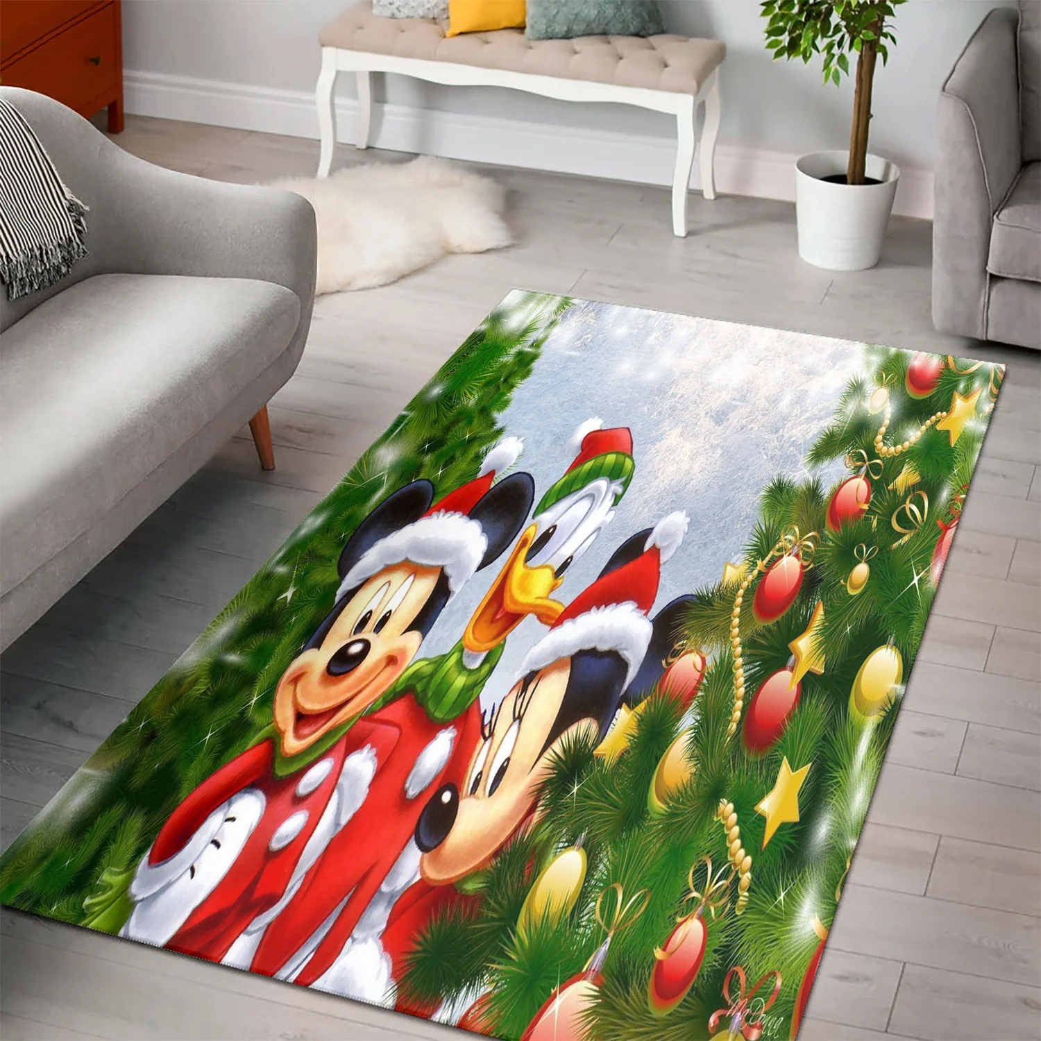 Disney Mickey Mouse Christmas Mickey Friends 4 3D Area Rug Full Printing Living Room Bed Room Home Decor Carpet