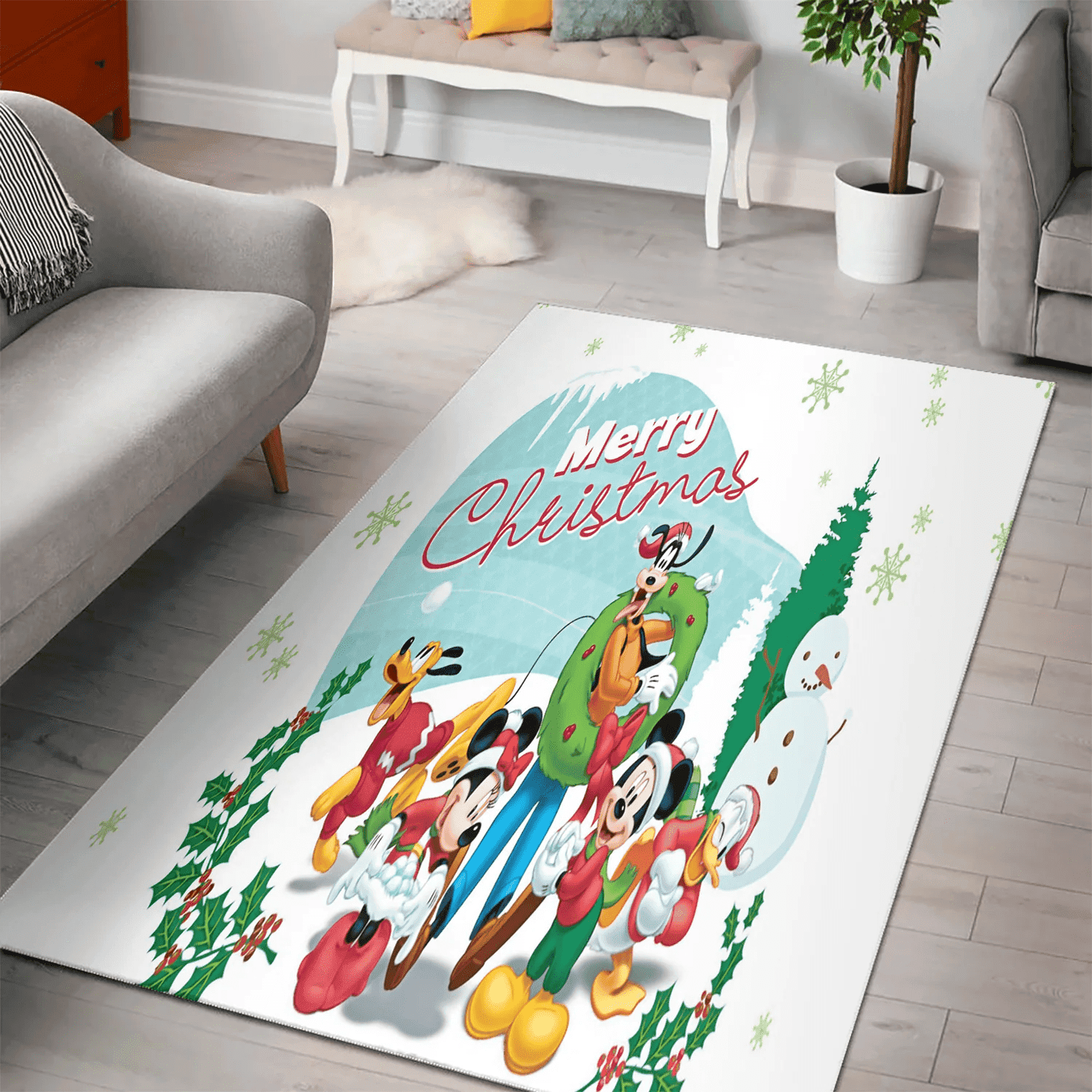 Disney Mickey Mouse Christmas Mickey Friends 5 3D Area Rug Full Printing Living Room Bed Room Home Decor Carpet