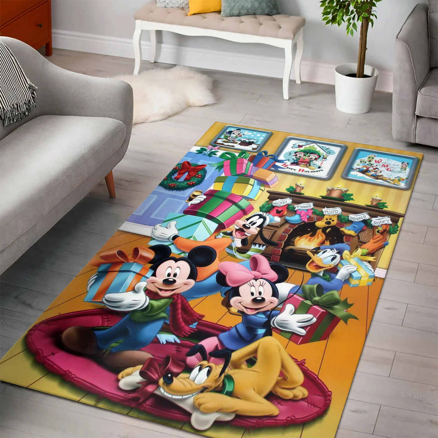 Disney Mickey Mouse Christmas Mickey Friends 8 3D Area Rug Full Printing Living Room Bed Room Home Decor Carpet