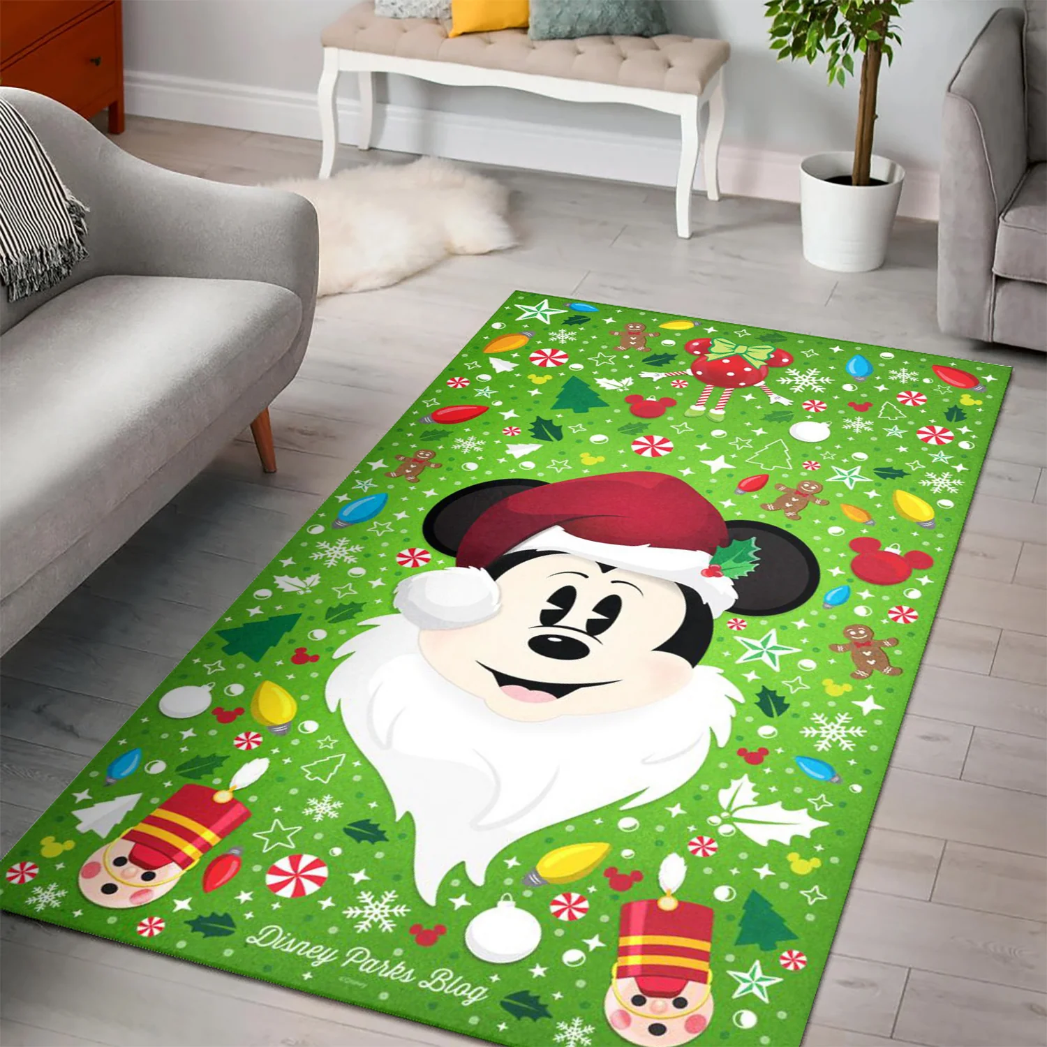 Disney Mickey Mouse Christmas Mickey Green 1 3D Area Rug Full Printing Living Room Bed Room Home Decor Carpet
