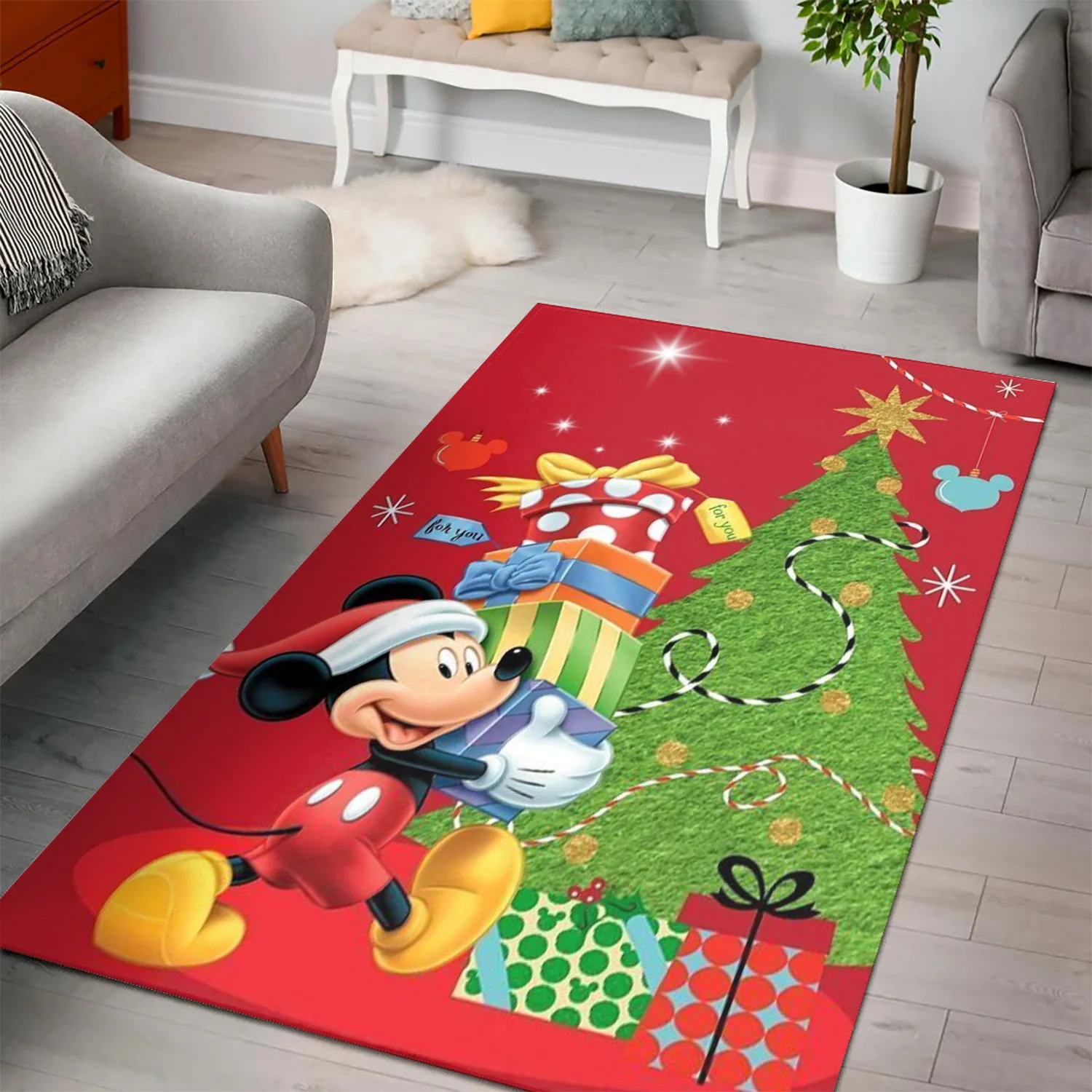 Disney Mickey Mouse Christmas Mickey Red 1 3D Area Rug Full Printing Living Room Bed Room Home Decor Carpet