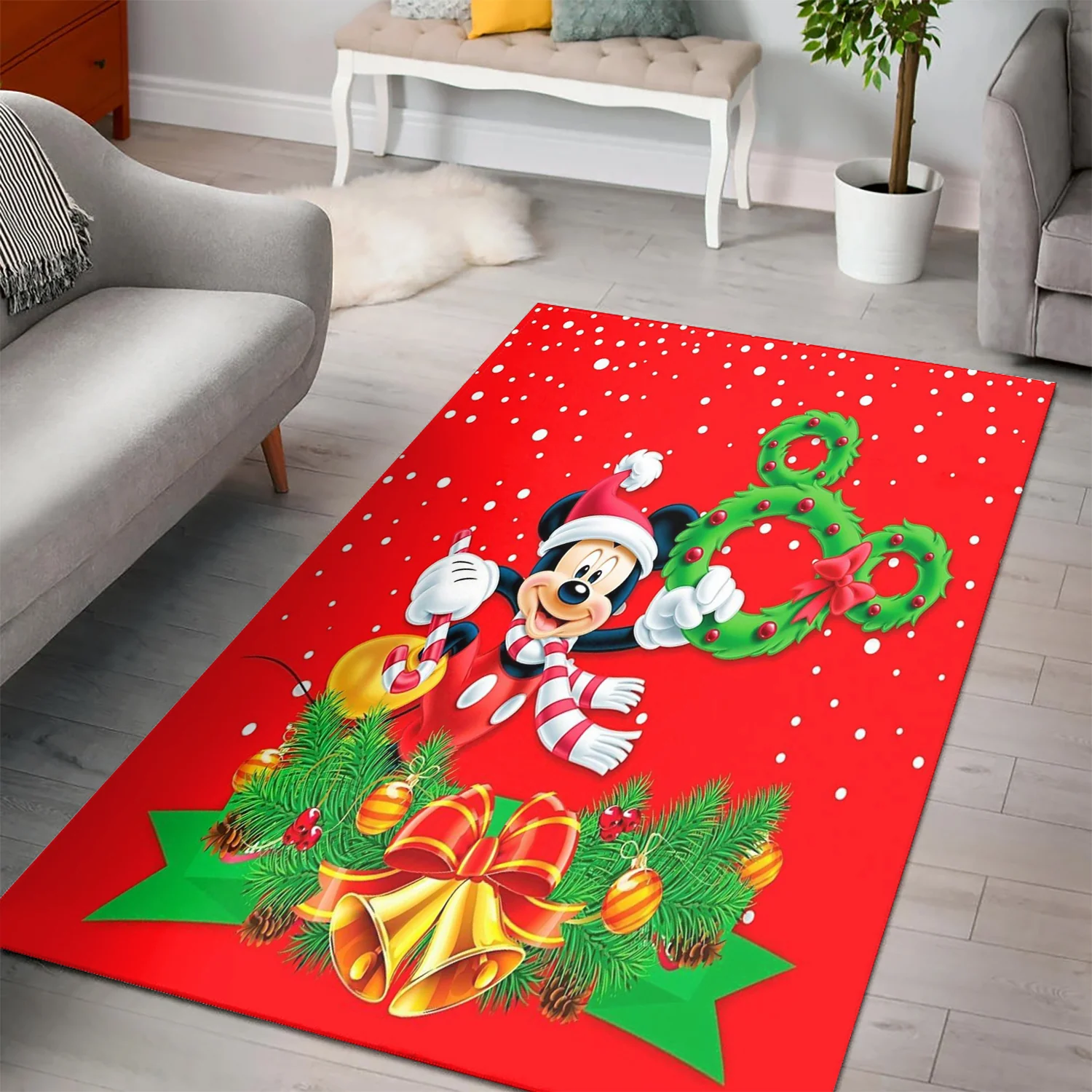 Disney Mickey Mouse Christmas Mickey Red 2 3D Area Rug Full Printing Living Room Bed Room Home Decor Carpet