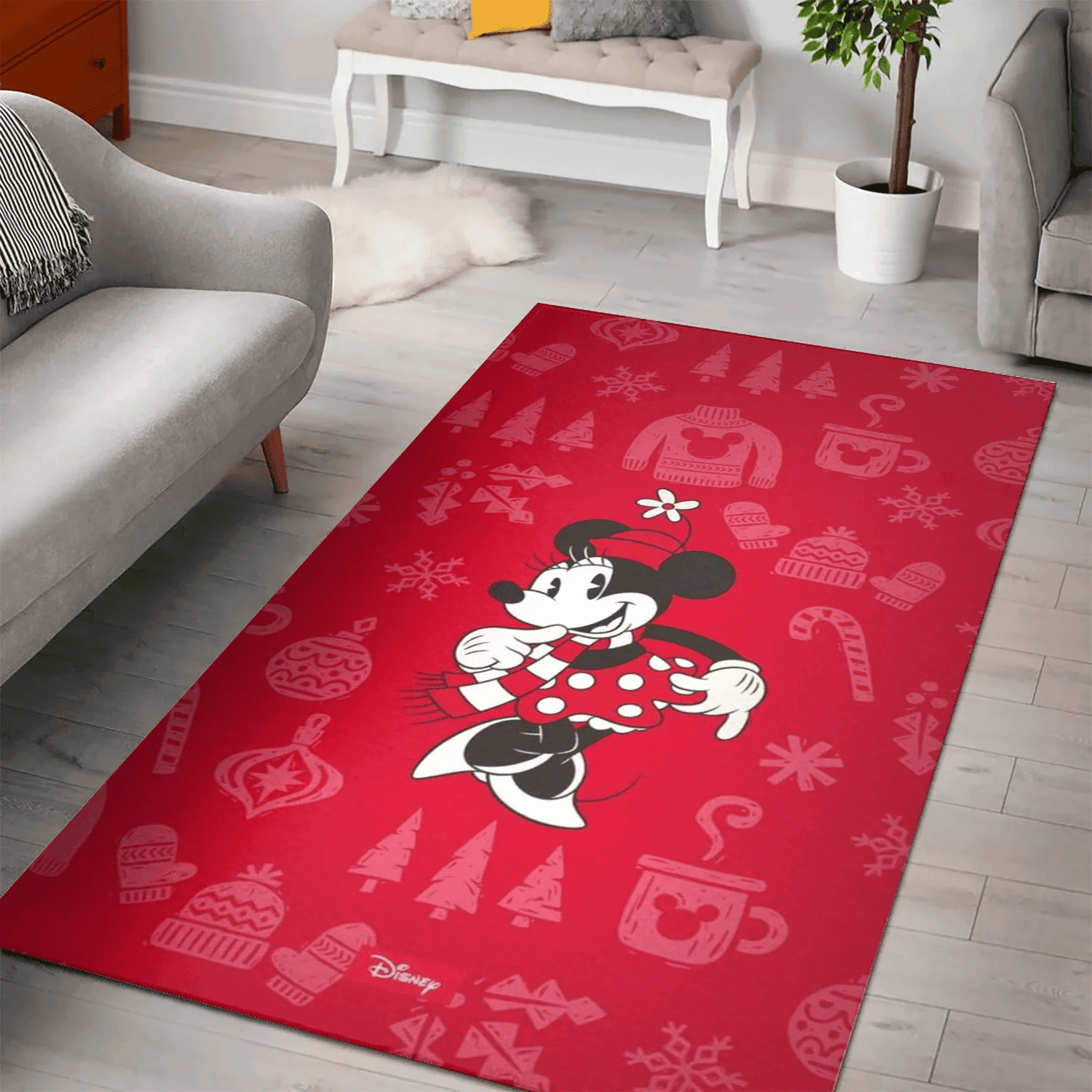 Disney Mickey Mouse Christmas Minnie Red 1 3D Area Rug Full Printing Living Room Bed Room Home Decor Carpet