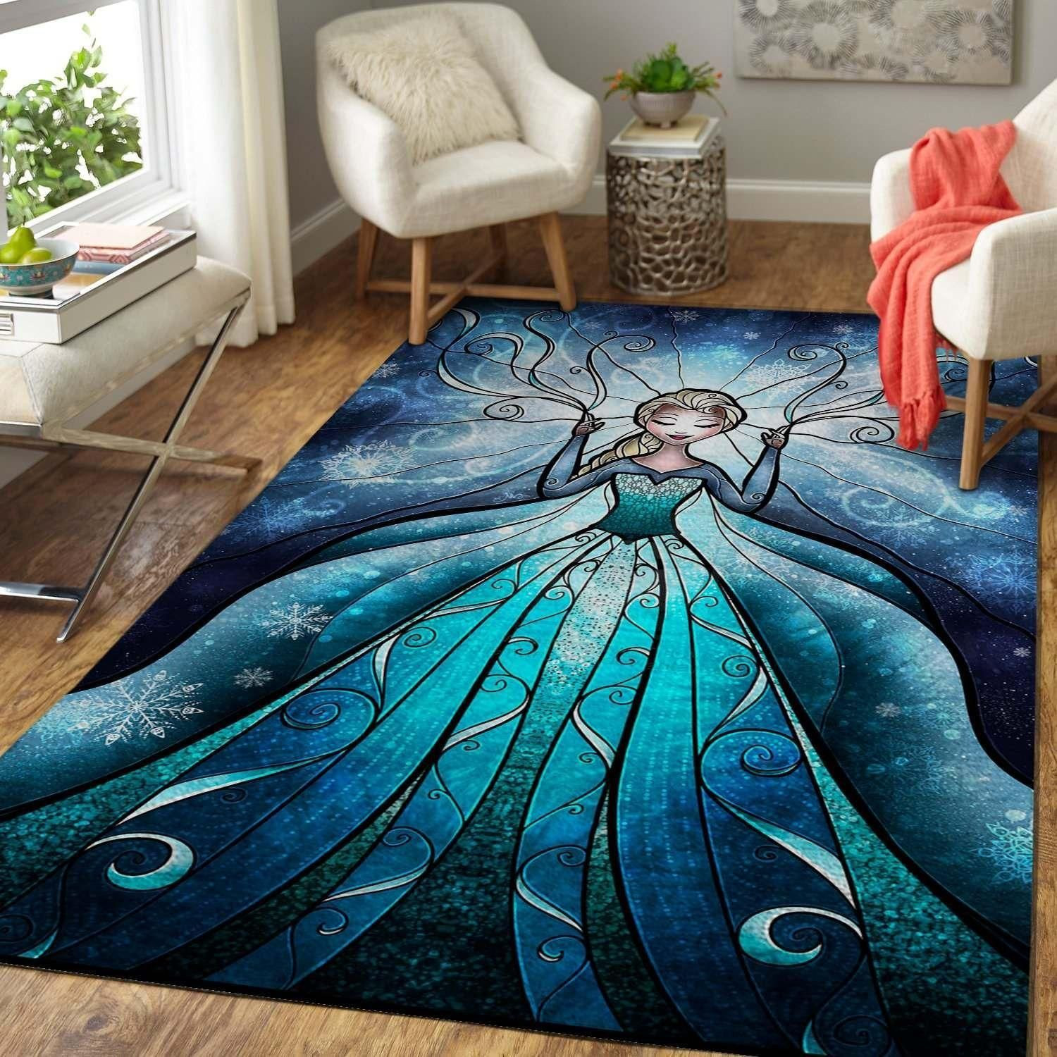 Disney Movie Fans Elsa Area Rug Frozen Movie Home Decor HomeBeautyUS