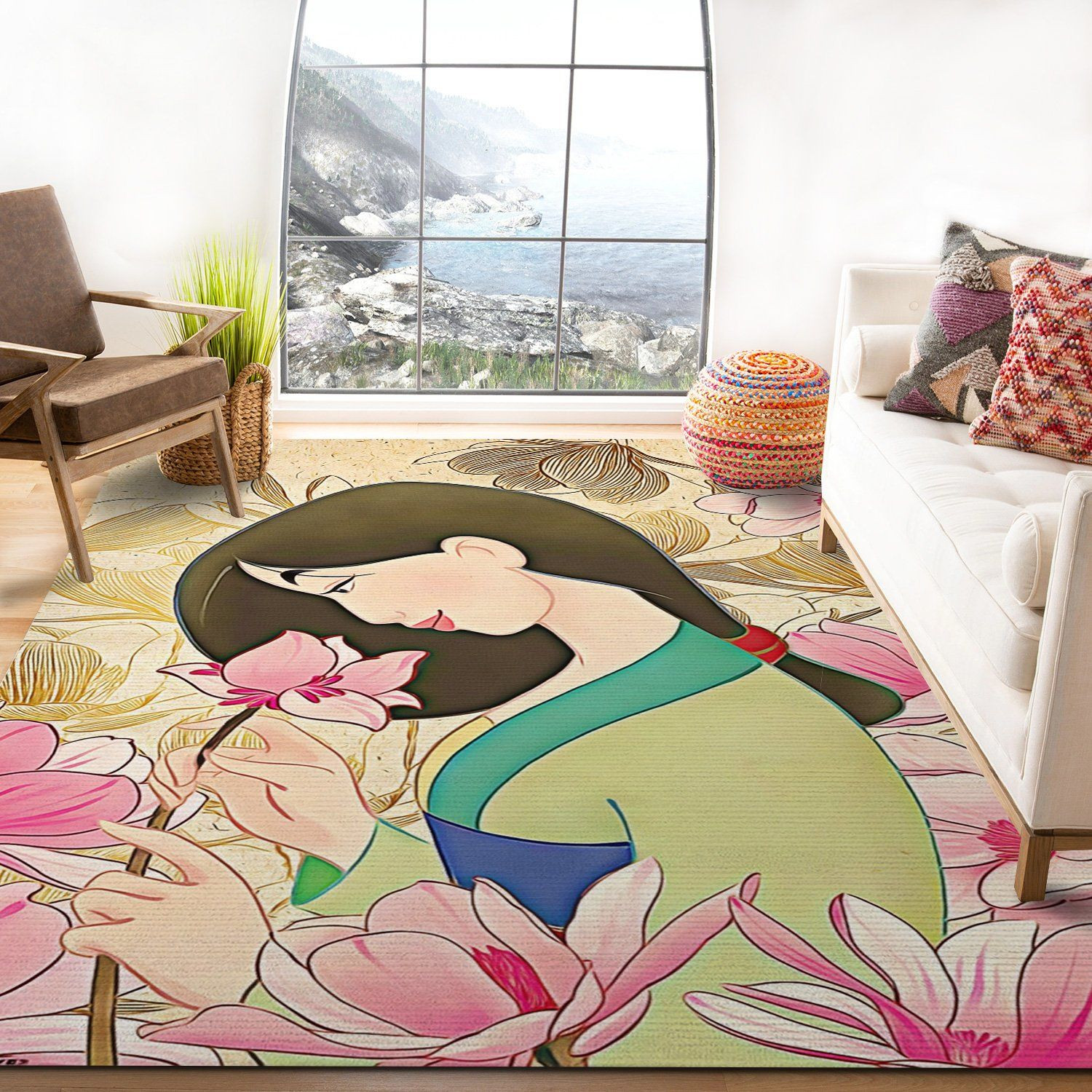 Disney Mulan Flower Rug - Custom Size And Printing